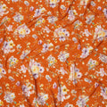 Burnt Orange Base Multicolor Pastel Blossom Printed Pure Silk Crepe Fabric, 110 Cms Width, Made in India-D23969
