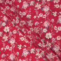 Cherry Red Base Multicolor Botanical Garden Floral Printed Pure Silk Crepe Fabric, 110 Cms Width, Made in India-D23971