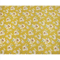 Mustard Yellow Base Ivory Floral Bunches Printed Pure Silk Crepe Fabric, 110 Cms Width, Made in India-D23973