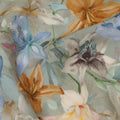 Sage Green Base Multicolor Tropical Bloom Floral Printed Viscose Crepe Fabric, 110 Cms Width, Made in India-D23979