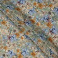 Sage Green Base Multicolor Tropical Bloom Floral Printed Viscose Crepe Fabric, 110 Cms Width, Made in India-D23979