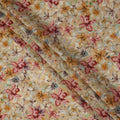 Beige Base Multicolor Wild Orchid Floral Printed Viscose Crepe Fabric, 110 Cms Width, Made in India-D23983