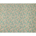 Aqua Green Base Ivory Magnolia Floral Printed Viscose Crepe Fabric, 110 Cms Width, Made in India-D23986