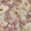 Dusty Rose Base Ivory Peach Floral Printed Viscose Crepe Fabric, 110 Cms Width, Made in India-D23988