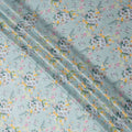 Powder Blue Base Multicolor Mini Floral Bunch Printed Pure Silk Satin Fabric, 110 Cms Width, Made in India-D23989