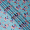 Sky Blue Base Multicolor Bold Floral Printed Pure Silk Satin Fabric, 110 Cms Width, Made in India-D23990