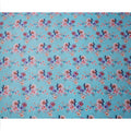 Sky Blue Base Multicolor Bold Floral Printed Pure Silk Satin Fabric, 110 Cms Width, Made in India-D23990