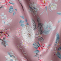 Dusty Pink Base Multicolor Delicate Floral Printed Pure Silk Satin Fabric, 110 Cms Width, Made in India-D23992