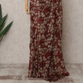 Maroon Premium Pure Silk Chiffon Floral Printed Saree, 5.5 Mtrs Length, 110 Cms Width, Made in India-D24216