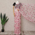 Light Pink Premium Pure Silk Chiffon Floral Printed Saree, 5.5 Mtrs Length, 110 Cms Width, Made in India-D24217