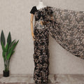 Black Premium Pure Silk Chiffon Floral Printed Saree, 5.5 Mtrs Length, 110 Cms Width, Made in India-D24218
