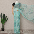 Mint Green Premium Pure Silk Chiffon Floral Printed Saree, 5.5 Mtrs Length, 110 Cms Width, Made in India-D24223