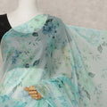 Mint Green Premium Pure Silk Chiffon Floral Printed Saree, 5.5 Mtrs Length, 110 Cms Width, Made in India-D24223