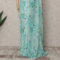 Mint Green Premium Pure Silk Chiffon Floral Printed Saree, 5.5 Mtrs Length, 110 Cms Width, Made in India-D24223