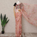 Peach Premium Pure Silk Chiffon Floral Printed Saree, 5.5 Mtrs Length, 110 Cms Width, Made in India-D24224