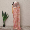 Peach Premium Pure Silk Chiffon Floral Printed Saree, 5.5 Mtrs Length, 110 Cms Width, Made in India-D24224