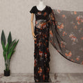 Black Premium Pure Silk Chiffon Floral Printed Saree, 5.5 Mtrs Length, 110 Cms Width, Made in India-D24225