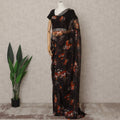 Black Premium Pure Silk Chiffon Floral Printed Saree, 5.5 Mtrs Length, 110 Cms Width, Made in India-D24225