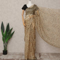 Beige Premium Pure Silk Chiffon Abstract Printed Saree, 5.5 Mtrs Length, 110 Cms Width, Made in India-D24227