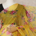Yellow Premium Pure Silk Chiffon Floral Printed Saree, 5.5 Mtrs Length, 110 Cms Width, Made in India-D24228