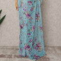 Sky Blue Premium Pure Silk Chiffon Floral Printed Saree, 5.5 Mtrs Length, 110 Cms Width, Made in India-D24229
