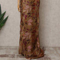 Olive Brown Premium Pure Silk Chiffon Leaf Printed Saree, 5.5 Mtrs Length, 110 Cms Width, Made in India-D24230
