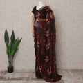 Dark Maroon Premium Pure Silk Chiffon Leaf Printed Saree, 5.5 Mtrs Length, 110 Cms Width, Made in India-D24232
