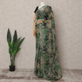 Light Green Premium Pure Silk Chiffon Leaf Printed Saree, 5.5 Mtrs Length, 110 Cms Width, Made in India-D24233