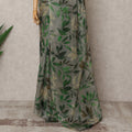 Light Green Premium Pure Silk Chiffon Leaf Printed Saree, 5.5 Mtrs Length, 110 Cms Width, Made in India-D24233