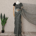 Slate Grey Premium Pure Silk Chiffon Abstract Printed Saree, 5.5 Mtrs Length, 110 Cms Width, Made in India-D24234