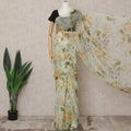 Pistachio Green Premium Pure Silk Chiffon Floral Printed Saree, 5.5 Mtrs Length, 110 Cms Width, Made in India-D24235 - Regal Fabrics
