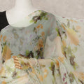 Pistachio Green Premium Pure Silk Chiffon Floral Printed Saree, 5.5 Mtrs Length, 110 Cms Width, Made in India-D24235 - Regal Fabrics