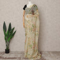 Cream Premium Pure Silk Chiffon Floral Printed Saree, 5.5 Mtrs Length, 110 Cms Width, Made in India-D24236 - Regal Fabrics