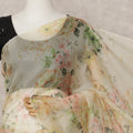 Cream Premium Pure Silk Chiffon Floral Printed Saree, 5.5 Mtrs Length, 110 Cms Width, Made in India-D24236 - Regal Fabrics