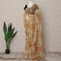 Caramel Brown Premium Pure Silk Chiffon Floral Printed Saree, 5.5 Mtrs Length, 110 Cms Width, Made in India-D24237