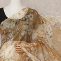 Caramel Brown Premium Pure Silk Chiffon Floral Printed Saree, 5.5 Mtrs Length, 110 Cms Width, Made in India-D24237