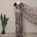 Grey Premium Pure Silk Chiffon Floral Printed Saree, 5.5 Mtrs Length, 110 Cms Width, Made in India-D24240