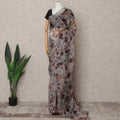 Grey Premium Pure Silk Chiffon Floral Printed Saree, 5.5 Mtrs Length, 110 Cms Width, Made in India-D24240