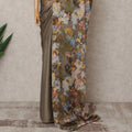 Olive Brown Premium Pure Silk Chiffon Printed Saree, 5.5 Mtrs Length, 110 Cms Width, Made in India-D24241