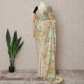 Cream Premium Pure Silk Chiffon Printed Saree, 5.5 Mtrs Length, 110 Cms Width, Made in India-D24242