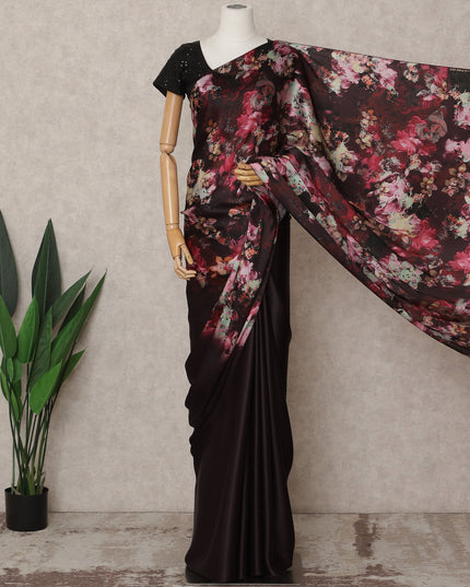 Maroon Premium Pure Silk Chiffon Printed Saree, 5.5 Mtrs Length, 110 Cms Width, Made in India-D24243
