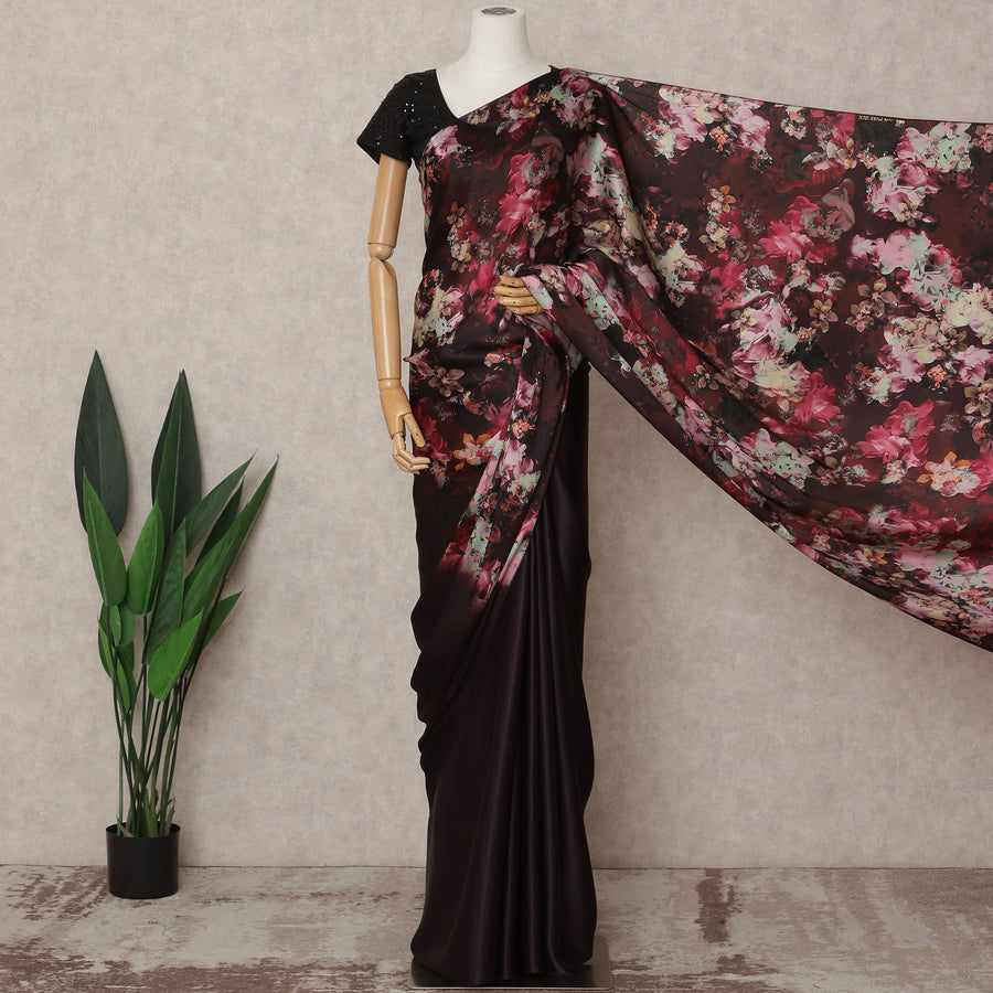 Maroon Premium Pure Silk Chiffon Printed Saree, 5.5 Mtrs Length, 110 Cms Width, Made in India-D24243