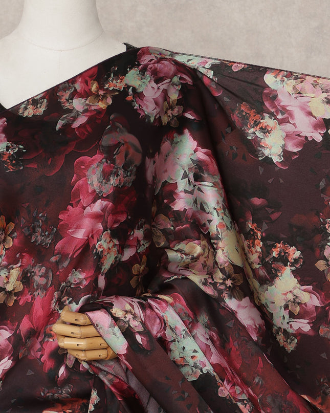 Maroon Premium Pure Silk Chiffon Printed Saree, 5.5 Mtrs Length, 110 Cms Width, Made in India-D24243