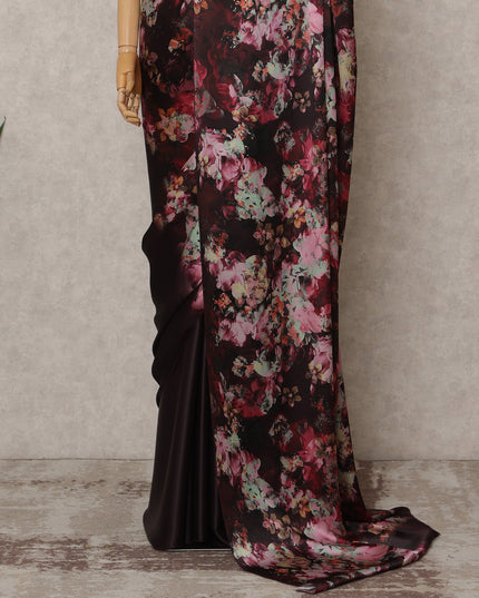 Maroon Premium Pure Silk Chiffon Printed Saree, 5.5 Mtrs Length, 110 Cms Width, Made in India-D24243