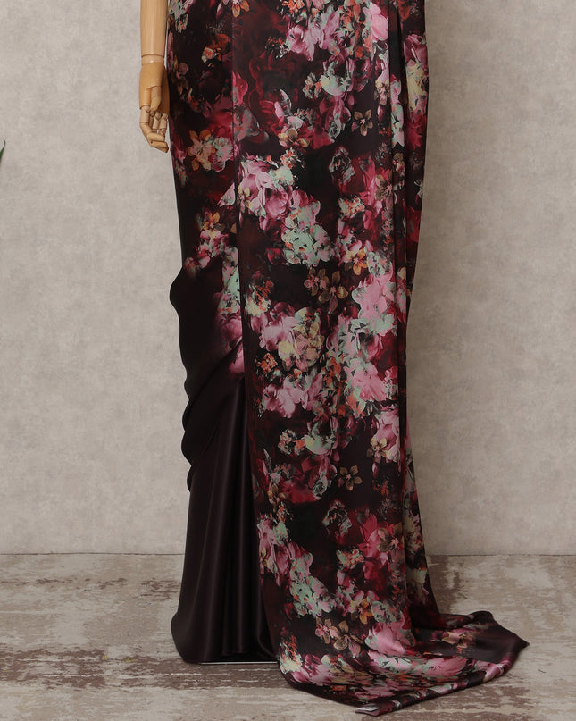 Maroon Premium Pure Silk Chiffon Printed Saree, 5.5 Mtrs Length, 110 Cms Width, Made in India-D24243