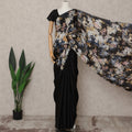 Black Premium Pure Silk Chiffon Printed Saree, 5.5 Mtrs Length, 110 Cms Width, Made in India-D24244