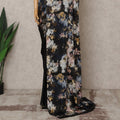 Black Premium Pure Silk Chiffon Printed Saree, 5.5 Mtrs Length, 110 Cms Width, Made in India-D24244