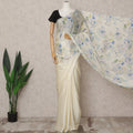 Ivory Premium Pure Silk Chiffon Printed Saree, 5.5 Mtrs Length, 110 Cms Width, Made in India-D24245