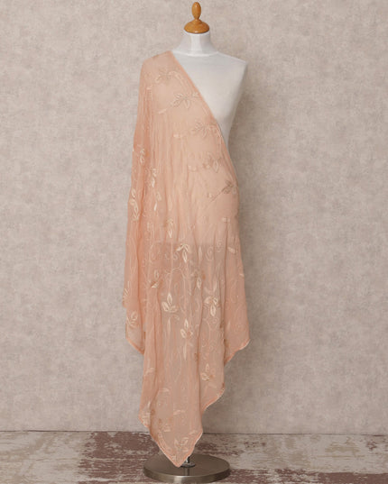 دوباتا جورجيت صناعي مطرز بأوراق الخوخ، مقاس 210×90 سم، الهند - D24837