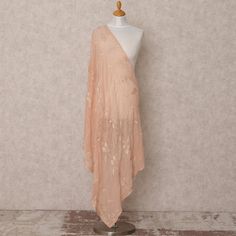 دوباتا جورجيت صناعي مطرز بأوراق الخوخ، مقاس 210×90 سم، الهند - D24837